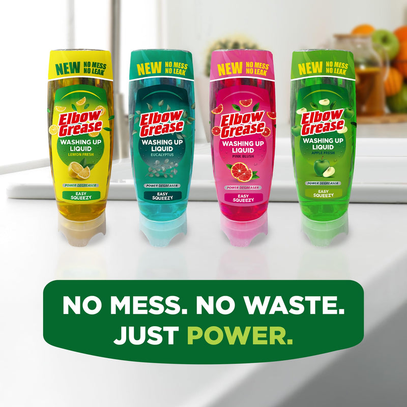 Elbow Grease Stand Up Washing Up Liquid | Power Degreaser - Easy Squeezy | No Mess, No Leaks (Various Scents, 450ml or 700ml)