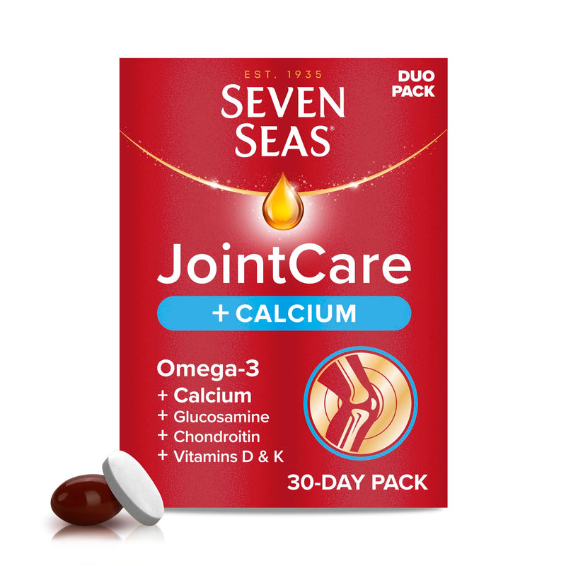 Seven Seas JointCare Plus Calcium, with Omega-3, Glucosamine, Chondroitin, Vitamins C, D and K, Manganese and Zinc, Food Supplements, 30-Day Pack