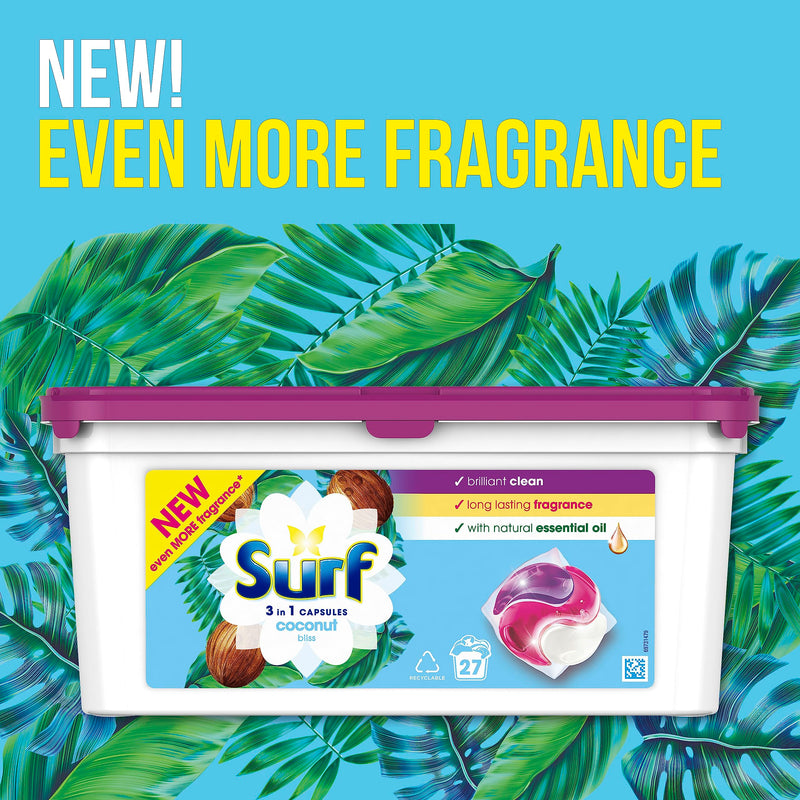 Surf Herbal Extracts 3 in 1 Capsules Washing Capsules even more fragrance* for brilliantly clean laundry every time 3x 27 capsules (81 washes)