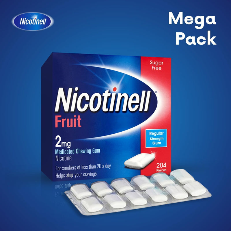 Nicotinell Fruit Gum 2mg (204 Pieces), Nicotine Gum, Value Pack