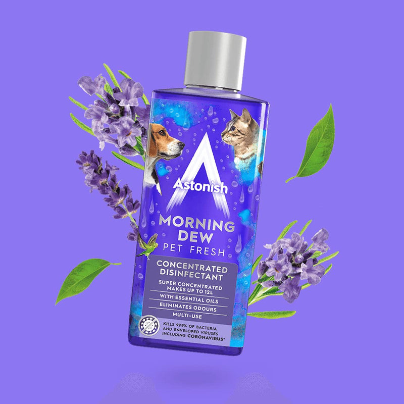 Astonish 3 in 1 Multi-Purpose Super Concentrated Disinfectant with Long Lasting Fragrance, 12 x 300ml, Morning Dew