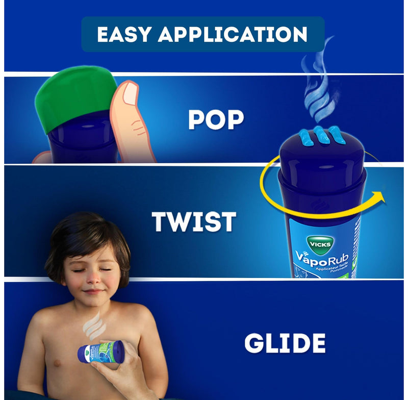 Vicks VapoRub's with Easy Application, Twist and Apply On Chest for 4 Cold Symptom Relief