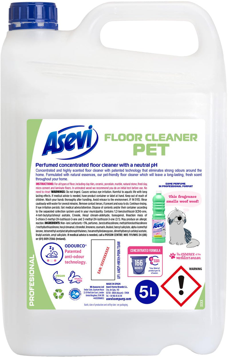 Asevi Concentrated Floor Cleaner Liquid – Fresh and Powerful Cleaning for Laminate, Stone and Hard Surfaces 5L