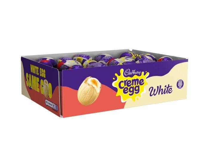 Cadbury Creme Egg - Easter Eggs White Chocolate, Cadburys Creme Eggs, With Cadbury White Creme Eggs - 48 White Creme Egg, Cadbury Eggs For Easter Egg Hunt, Kids Easter Eggs (48 x White Creme Eggs)