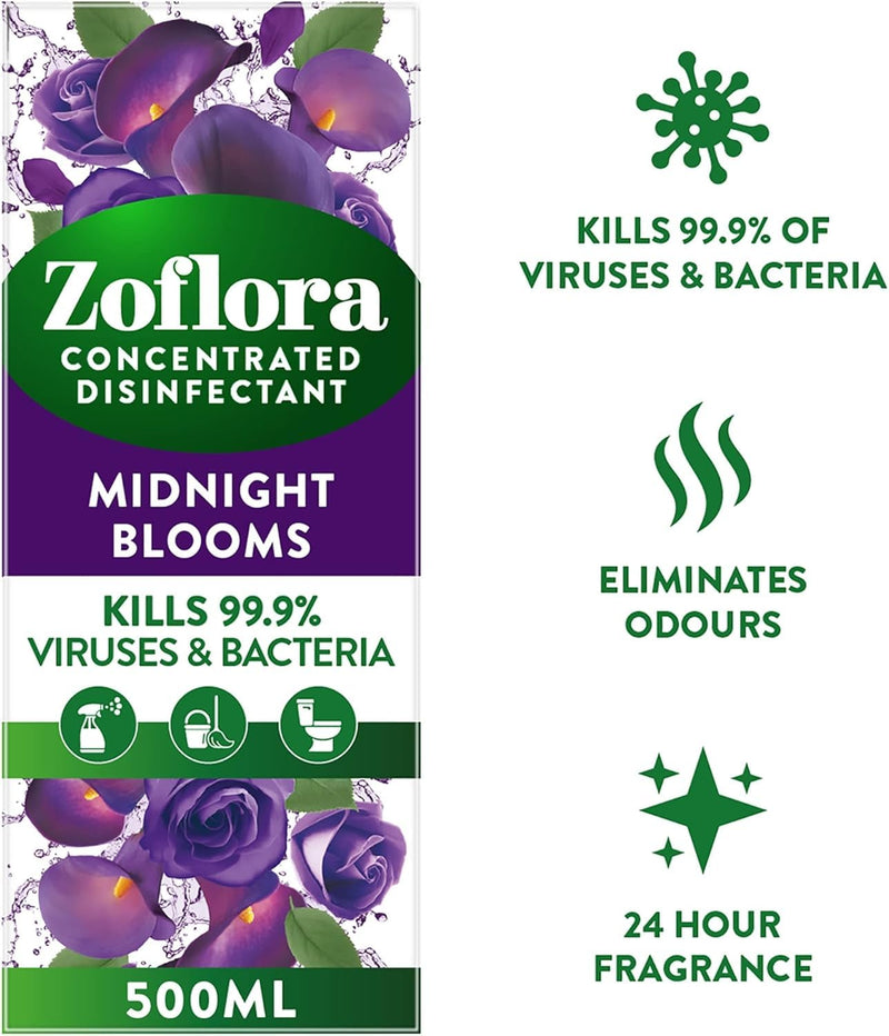 Zoflora Concentrated Multipurpose Disinfectant Bundle - Lemon Zing, Midnight Blooms & Linen Fresh - one of each