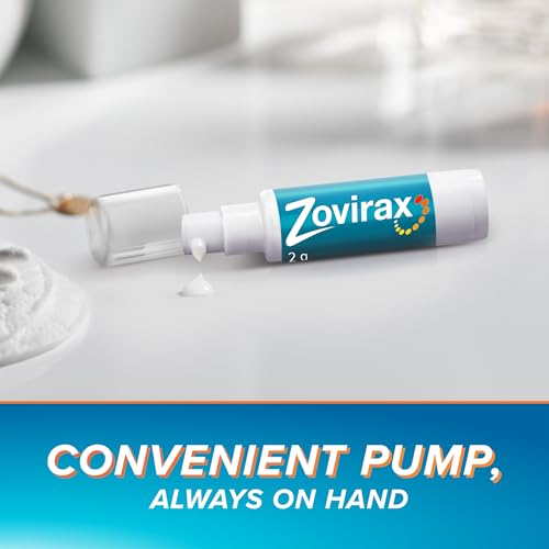 Zovirax Cold Sore Cream for Lips, with Aciclovir, Cold Sore Cream Treatment, Pain Relief, Pump 2g