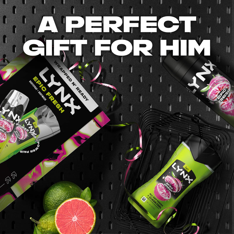 Lynx Epic Fresh Duo Gift Set with a body wash and a body spray perfect for any occasion 2 piece