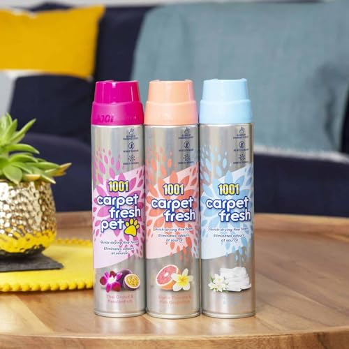 1001 Carpet Fresh for Pet Odour • Thai Orchid & Passionfruit 300ml • Pet Odour Remover Foam • Carpet Rug & Upholstery Freshener • Quick Drying Fine Foam • No Need to Hoover • WoolSafe Approved