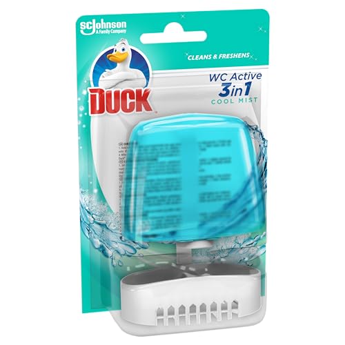 Duck Liquid Toilet Rim Block Holder and Refill Starter Kit, 3-in-1 Toilet Bowl Cleaner, Cool Mist, Pack of 6 (Each Kit Contains 1 x Holder + 1 x 55ml Refill)