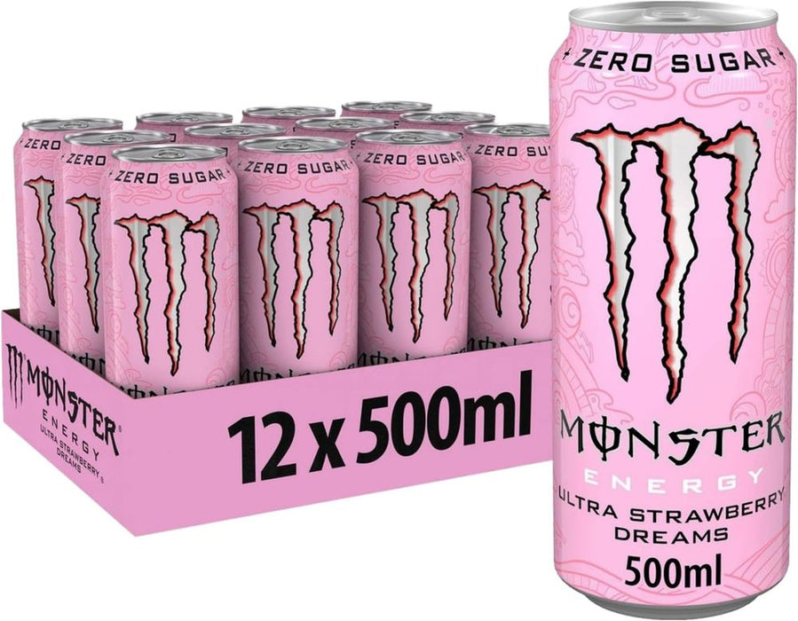 Monster Energy Ultra Strawberry Dreams Energy Drink 12 x 500ml PMP Cans