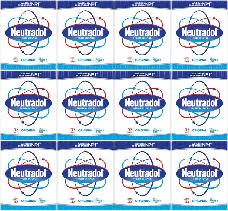 Neutradol Slow Release Gel, Air Freshener and Odour Eliminator, No Plug or Spray Needed, Original, Multipack 12 x 135g