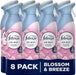 Febreze Air Freshener for Room Spray & Bathroom, Blossom & Breeze, 185ML x 8 Packs, Air Fresheners for Home