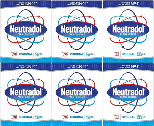 Neutradol Slow Release Gel, Air Freshener and Odour Eliminator, No Plug or Spray Needed, Original, Multipack of 6 x 135g