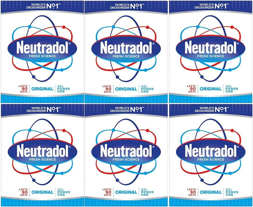 Neutradol Slow Release Gel, Air Freshener and Odour Eliminator, No Plug or Spray Needed, Original, Multipack of 6 x 135g