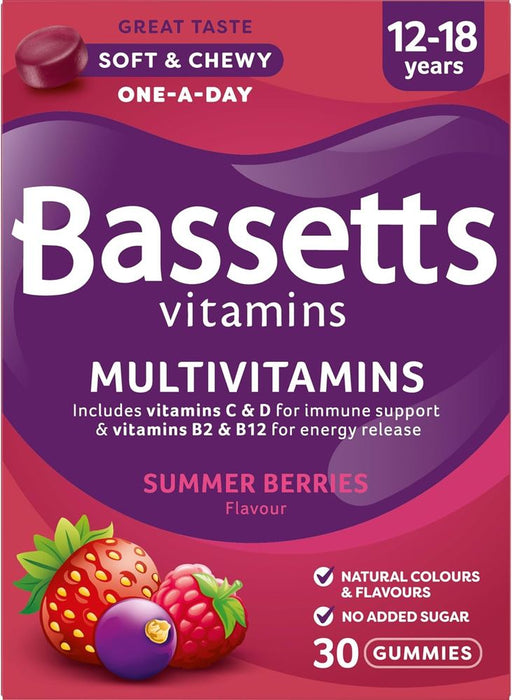 Bassetts Vitamins 12-18 Years Summer Berries Flavour Multivitamins 30 Gummies