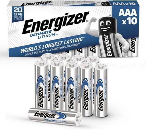 Energizer Ultimate Lithium AAA Batteries (10 Pack) - The World's Longest Lasting Triple A Battery - 100% Leak Proof Construction - 25 Year Shelf Life