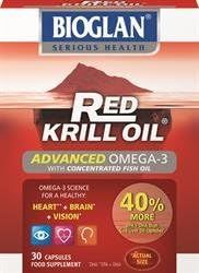Bioglan Red Krill Oil Plus Omega 3 Fish Oil, EPA and DHA, Great for Healthy Heart, Brain and Vision, one Month Supply - 30 Capsules