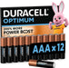 DURACELL Optimum AAA Batteries (12 Pack) â€“ Alkaline Batteries 1.5V â€“ 200% More Power Boost Actives â€“ Meets Demands Of Modern Devices â€“ 100% Recyclable, 0% Plastic Packaging â€“ MX1500