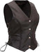 Ladies Real Leather Short Lace Motorcycle Biker Waistcoat Vest Gilet Size UK6-18 (UK-10/ Bust 34", Black)