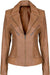 Mc Murray Ladies Real Leather Tan Biker Fashion Jacket UK Size 8-18 (UK-8, Tan)