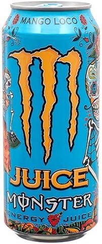 New 381906 Monster Juce Loco Mango Energy Drink 16 Oz (24-Pack) Fruit Drink Cheap Wholesale Discount Bulk Beverages Fruit Drink Fish Bowl