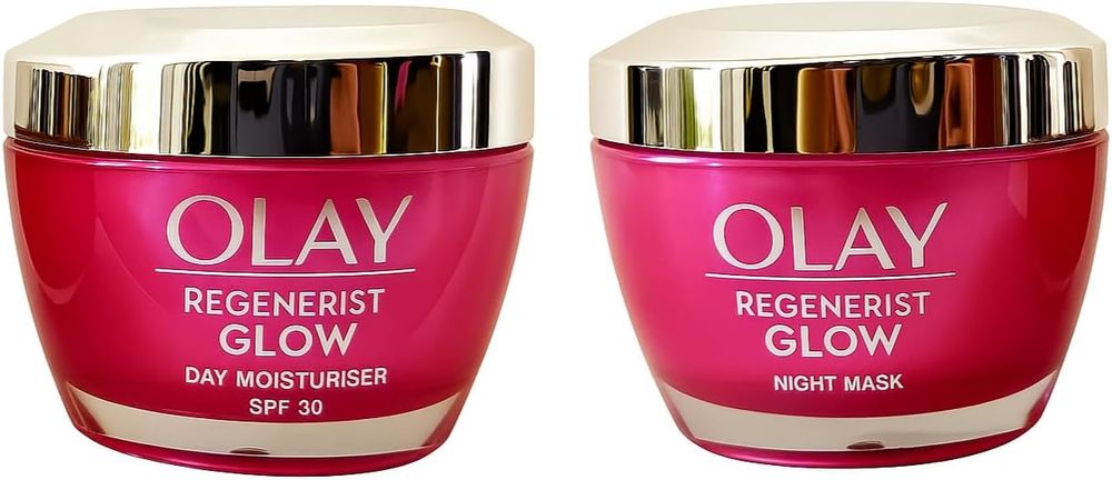Olay Regenerist Glow Duo Complete Care Day & Night | SPF 30 Day Moisturiser & Overnight Night Mask â€“ Radiant Skin Set (2 x 50ml)