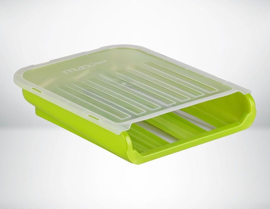 Durable Plastic Egg Tray Organizer - Holds 18 Eggs, Stackable Design for Fridge Storage (Green Lime)