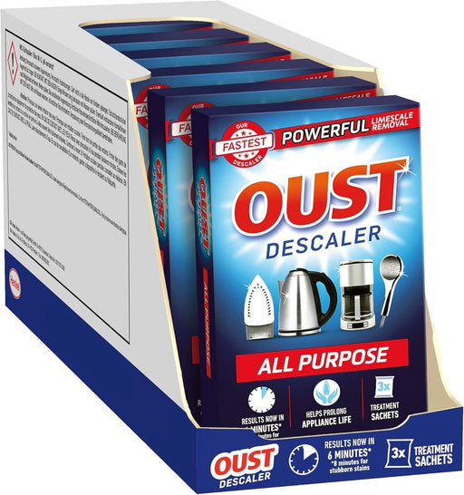 Oust Powerful All Purpose Descaler, New Formula, Limescale Remover â€“ Ideal for Kettles, Coffee Machines, Irons and Shower Heads, 3 Sachets x 6 (18 Sachets Total)