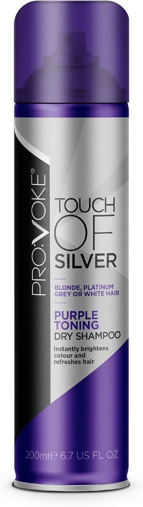 PROVOKE Touch Of Silver Purple Toning Dry Shampoo 200 ml, Neutralises Brassy Tones and Refreshes Hair, First Ever Dry Shampoo