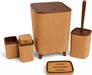 Premium Quality 5-Piece Modern Bathroom Accessories Set, Includes Waste Bin, Toilet Brush with Holder, Toothbrush Holder, Soap Dispenser, Soap Dish (Brown)