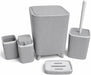 Premium Quality 5-Piece Modern Bathroom Accessories Set, Includes Waste Bin, Toilet Brush with Holder, Toothbrush Holder, Soap Dispenser, Soap Dish (Grey)