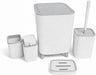 Premium Quality 5-Piece Modern Bathroom Accessories Set, Includes Waste Bin, Toilet Brush with Holder, Toothbrush Holder, Soap Dispenser, Soap Dish (White)