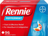 Rennie Peppermint Flavour Antacid, Heartburn and Indigestion Chewable Tablets, 1 Pack of 96 Tablets - Gets to Work in 60 Seconds for Fast and Effective Heartburn Relief