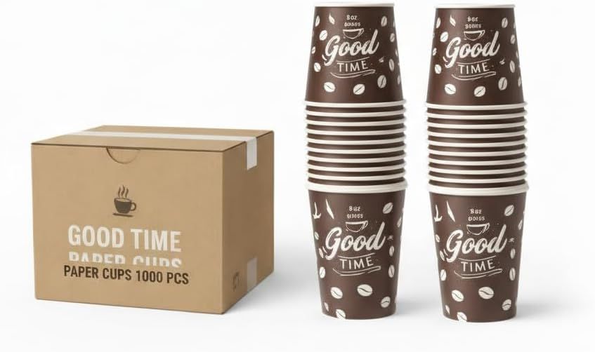 Big Brands Direct 1000 Pcs Premium Paper Cups for Hot and Cold Drinks, 8oz 236ml (1000 Cups)