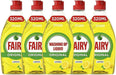 5 X Fairy Lemon Washing Up Liquid 320ml Bottles Powerful Grease-Cutting Dishwashing Liquid Concentrated Formula Long-Lasting Fresh Scent Gentle on Hands Kitchen Cleaning Essential