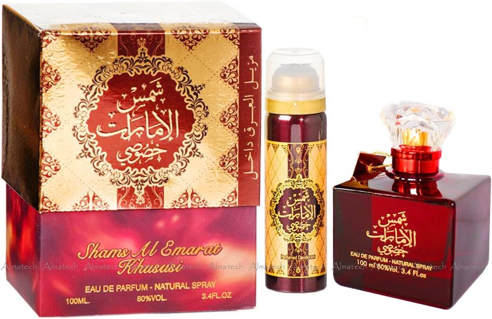 Shams Al Emarat Khususi By Ard Al Zaafaran Halal Fragrance Attar EDP Spray Perfume 100ml + Deodorant Default