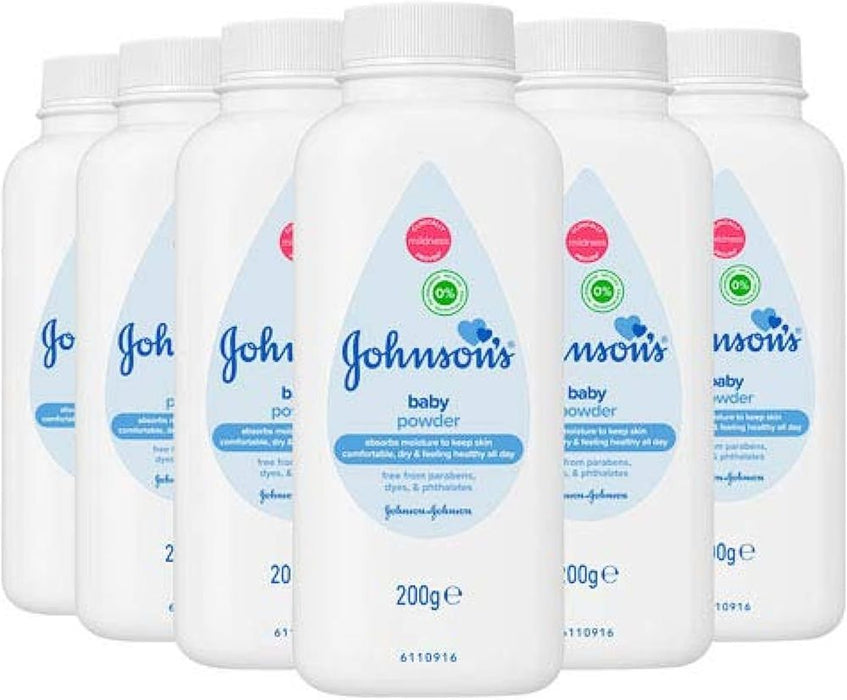 Johnson's Baby Powder Talc Talcum Soft Skin Care Protect Bottles - Pack of 6 x 200 G