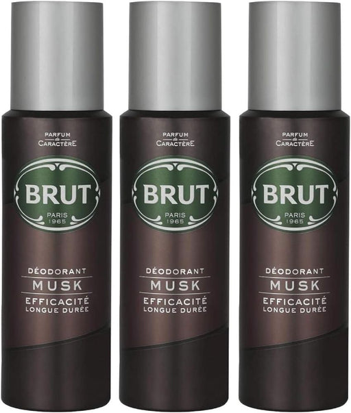 Brut Deodorant Body Spray Musk Long Duree 200ml THREE PACK