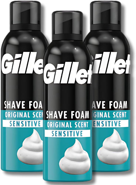 Classic Sensitive Skin Shaving Foam, 200ml â€“ Pack of 3 for Gentle and Effective Shaving with Soothing Formula to Prevent Irritation and Ensure a Smooth, Comfortable Shave Every Time