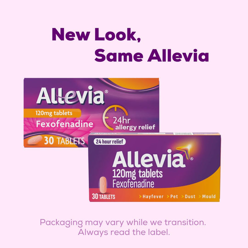 Allevia Hayfever Allergy Tablets, Prescription Strength Fexofenadine, 24hr Relief Acts Within 1 Hour, Including Sneezing, Watery Eyes, Itchy and Runny Nose