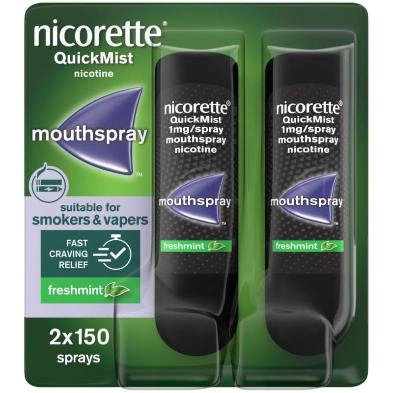 Nicorette QuickMist Mouthspray, Freshmint Smoking or Vaping Cessation Aid, Designed to Start reducing Cravings in 30 Seconds (Quit Smoking or Quit Vaping Aid)