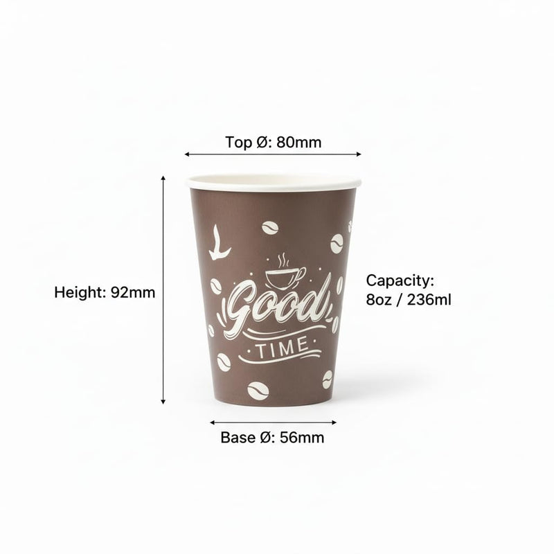 Big Brands Direct 100 Pcs Premium Paper Cups for Hot and Cold Drinks, 8oz 236ml