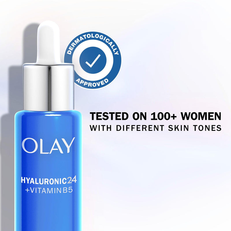 Olay Hyaluronic Acid Serum for Face, Skincare with Niacinamide 99% Purity and Vitamin B5 (Panthenol). Hydrating Skin Care with 3 Actions: Plumps, Smooths, Hydrates. Non Greasy, Non Sticky, 40ml