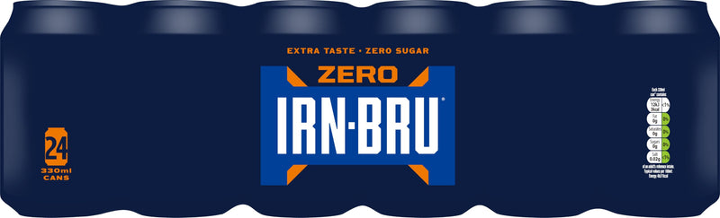 IRN-BRU Zero Carbonated Soft Drink, 24 Pack, 330ml Cans