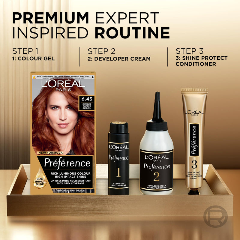 L'Oreal Paris Preference Hair Dye, Long Lasting, Luminous Permanent Hair Colour, 6.45, Brooklyn