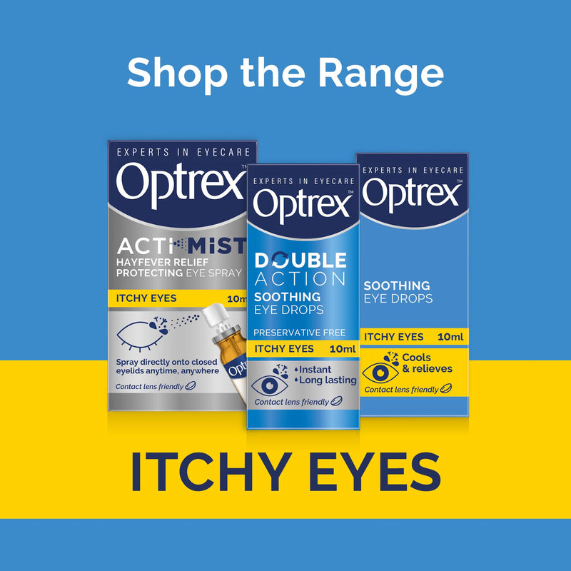 Optrex Itchy Eyes, Double Action Soothing Eye Drops, 10ml, Soothes & Protects, Cools and Relieves, Gets to Work Instantly, On the Go Relief
