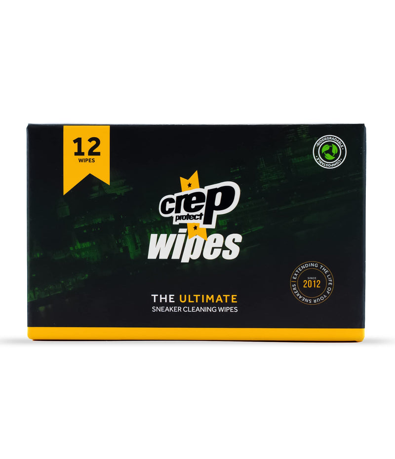Crep Protect Shoe Wipes - Biodegradable, Dual-Sided Sneaker Cleaning Wipes for Quick Dirt & Scuff Removal - Individually Wrapped (Pack of 12)