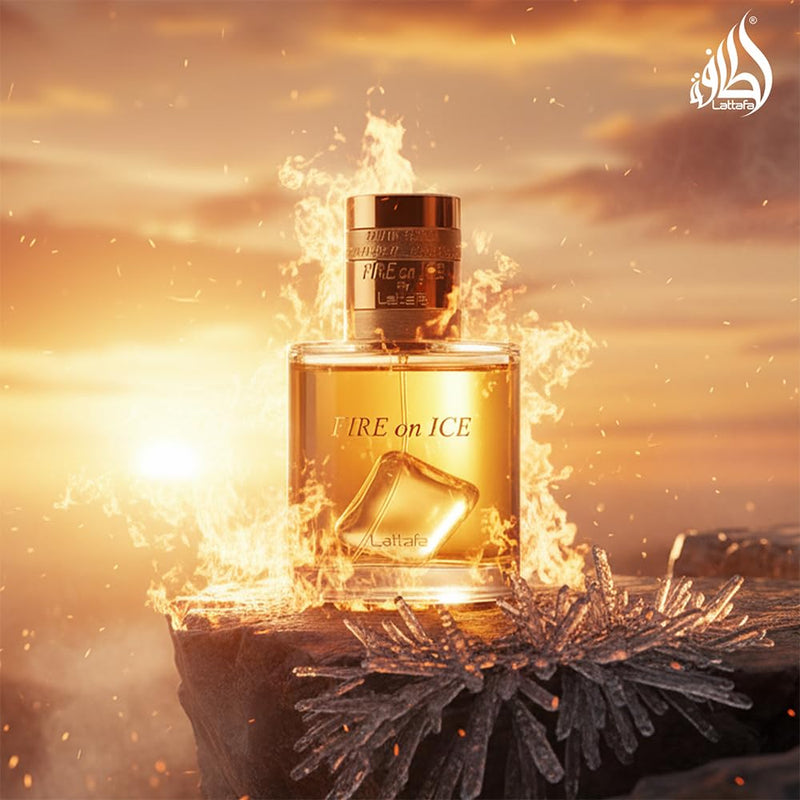 Lattafa Fire On Ice 110ml Eau de Parfum Unisex Perfume | Bold Black Raspberry Frozen Rose Oakwood & Ambroxan | Long-Lasting Scent for Men & Women