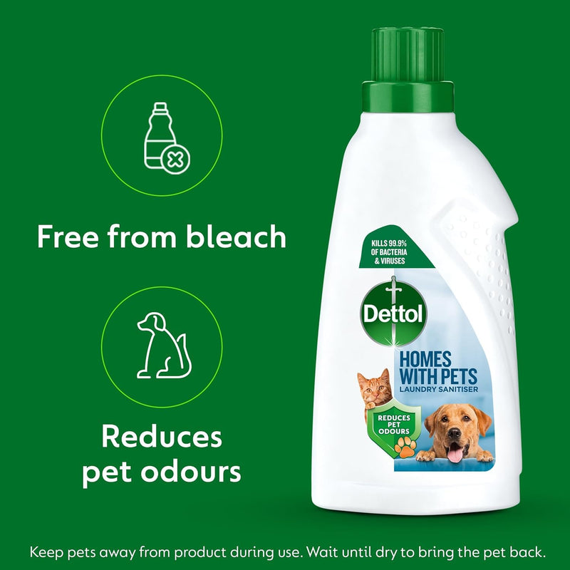 Dettol Laundry Sanitiser, Homes with pets, Fresh Breeze, 4.5L Total (750ml x 6pck) Eliminates Pet Odours, Cleanser & Disinfectant, Kills 99.9 Percent of Bacteria