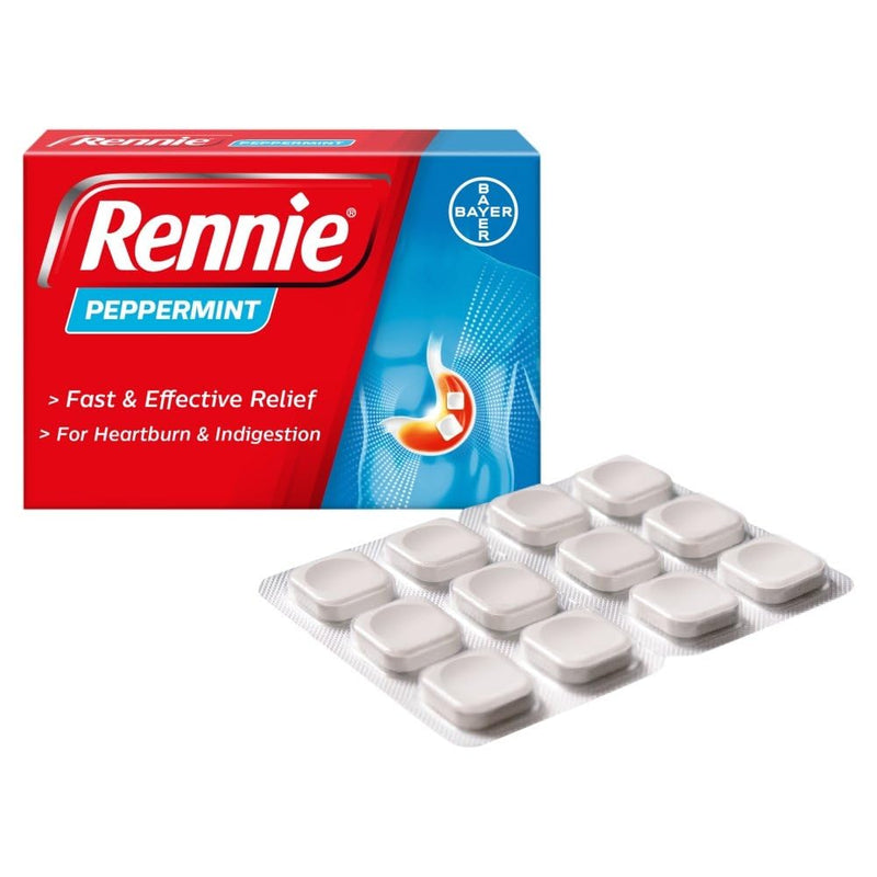 Rennie Peppermint - Antacids, Heartburn Relief and Indigestion Tablets, Fast and Effective Relief for Acid Reflux - 144 Tablets (6 Pack of 24 Tablets)